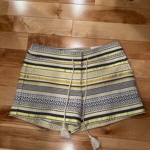LOFT Patterned Yellow and Black Women's Shorts